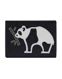 Кожаный картхолдер мужской белый и черный Thom browne