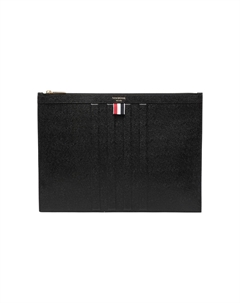 Кожаный портфель среднего размера с текстурой гальки для мужчин черный Thom browne