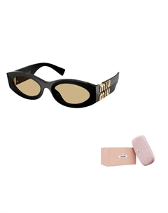 Ацетатные овальные солнцезащитные очки женские черные, Black Miu miu