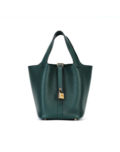 HERMES Пикотин Лок Клеменс Бычья кожа Сумма-корзинка Сумма-ведерко Женская сумка 18 6О Кипарисовый зеленый Hermès