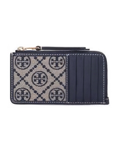 Женский картхолдер из жаккарда с отделкой из телячьей кожи морской синий Tory burch
