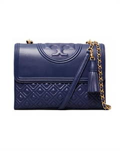 Сумка через плечо Fleming из овчины среднего размера женская морская синяя Tory burch