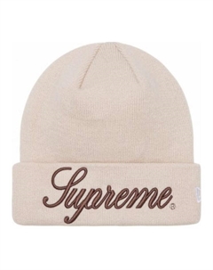 Новая Эра вязаная шапка с надписью, Beige Supreme