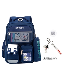 Полиэстеровый рюкзак для школьников мальчика и девочки фиолетовый зеленый синий, Blue Snoopy