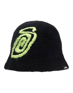 Вязаная шляпа-ведро Swirly S, Black Stussy