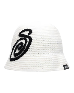 Вязаная шляпа-ведро Swirly S, White Stussy