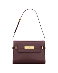 Манхэттен Кожаная Сумка Маленькая Женская Наплечная Красная Коричневая Saint laurent