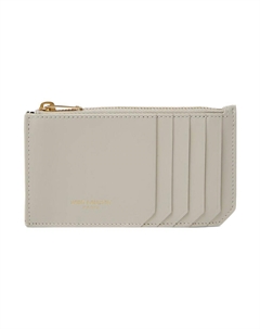 Кожаный картхолдер женский кремово-белый Saint laurent