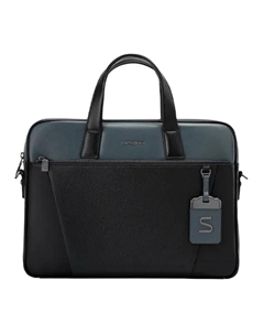 Кожаный портфель мужской морской синий и черный Samsonite