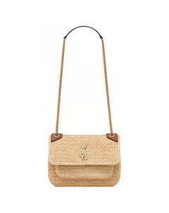 Ники Плетеная Сумка Через Плечо Мини Женская Натуральный и Кирпичный Saint laurent