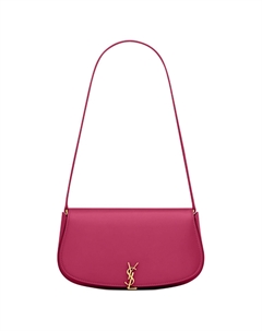 Миниатюрная женская сумка через плечо из коровьей кожи малинового цвета Saint laurent