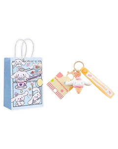 Брелок Hello Kitty Kuroimi из мягкого ПВХ, Cinnamoroll+Exquisite Shopping Bag Sanrio