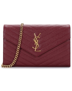 Кожаная женская сумка через плечо темно-красная Saint laurent