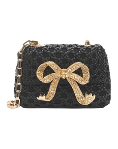 Женская мини-сумка через плечо из коровьей кожи черная Self-portrait