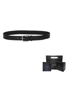 Кожаный ремень унисекс черный шириной 3 см, Black Saint laurent