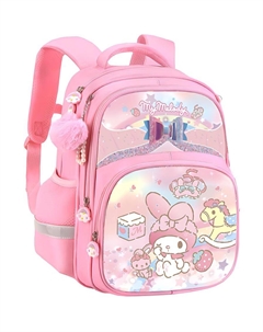 Полиэстеровый рюкзак школьный детский Мелоди розовый и Куроми фиолетовый, My Melody Pink Sanrio