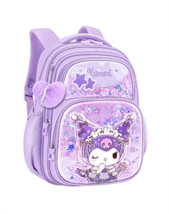 Детский рюкзак из полиэстера с искусственной кожей фиолетовый, [3D 3D Effect Pattern]Kuromi Flowing Sequins-Purple Sanrio