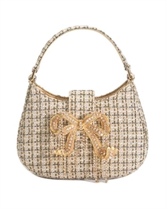 Золотая женская сумка через плечо среднего размера Self-portrait