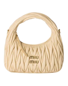 Матовый клатч из ягненка коллекции Wander с одной ручкой небольшого размера женский соевый Miu miu