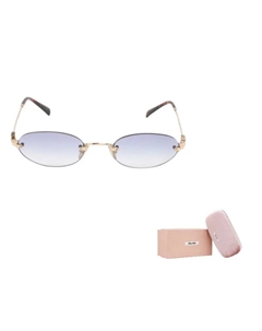 Металлические солнцезащитные очки кошачий глаз женские золотые, Gold Miu miu