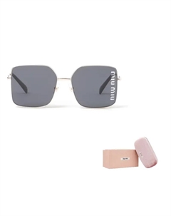 Женские солнцезащитные очки асимметричной формы металлические серебристые, Silver Miu miu