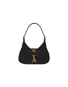 Кожаная сумка хобо на плечо женская черная Miu miu