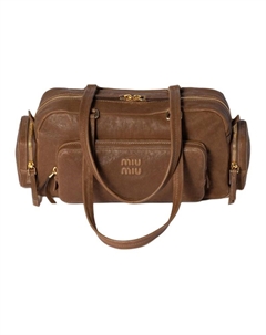 Овчинная сумка через плечо женская коричневая Miu miu