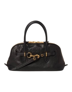 Кожаная наппа наплечная сумка через плечо женская черная Miu miu