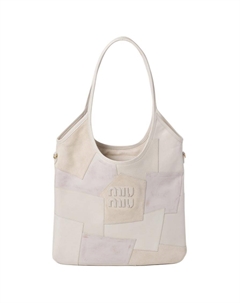 Кожаная женская сумка через плечо мелового белого цвета Miu miu