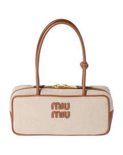 Хлопковая сумка через плечо женская бежевая Miu miu