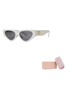 Металлические солнцезащитные очки с кошачьим глазом для женщин разноцветные, White Miu miu