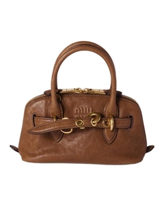 Наппа кожаная сумка через плечо миниатюрная женская модель Oak Tree Brown Miu miu