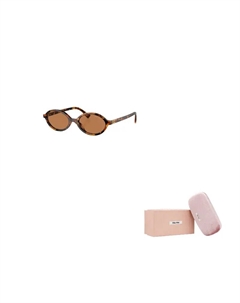 Овальные солнцезащитные очки с полной оправой, Tortoiseshell Miu miu