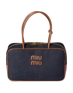 Хлопковая сумка женская синяя и коньячная Miu miu