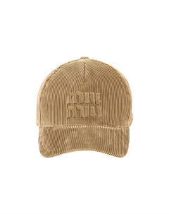 Бейсболка с вышитым логотипом и изогнутым козырьком, Brown Miu miu