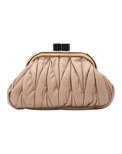 Кожаная женская сумка через плечо светло-коричневого цвета Miu miu