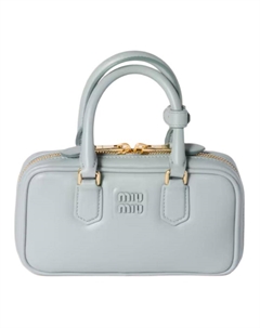 Кожаная мини-сумка через плечо женская светло-голубая Miu miu