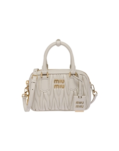 Сумка женская белая матрасная из мягкой овчины Miu miu