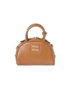 Кожаная сумка через плечо, коричневая, модель Crossbody Bag Miu miu