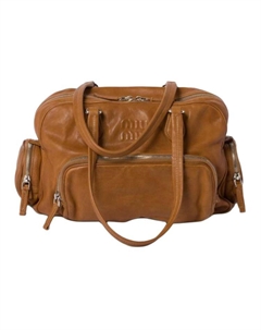 Женская кожаная сумка через плечо карамельного цвета Miu miu