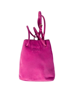 Женская сумка через плечо из замши персикового розового цвета Miu miu