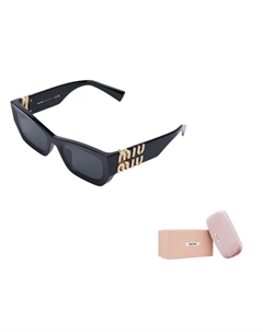 Ацетатные солнцезащитные очки «кошачий глаз» женские черные, Black Miu miu