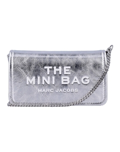 Металлическая кожаная цепочка миниатюрная сумка через плечо серебристая Marc jacobs