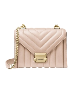 Сумка конверт из овчины Whitney через плечо кроссбоди женская бежево-розовая Michael kors