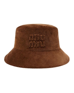 Панама шляпа женская бело-сине-коричневая, Brown Miu miu