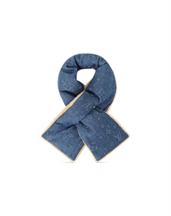 Шерстяной вязаный шарф мужской синий, Blue Louis vuitton