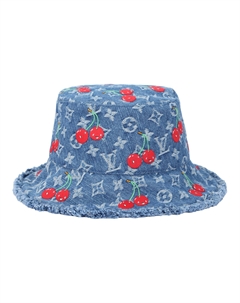 Панама шляпа Takashi Murakami с джинсовой вишней, Blue Louis vuitton