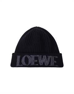 Вышитая логотипом ребристая вязаная шапка, Black Loewe