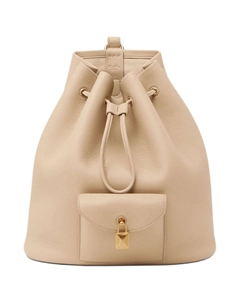 Женский рюкзак из телячьей кожи светлый клеевой и золотистый Loro piana