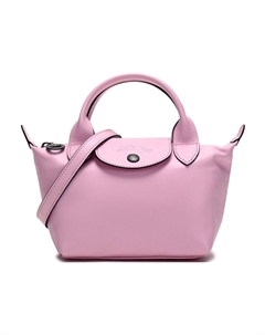 Сумка Le Pliage Cuir из овчины в форме пельменя Женская миниатюрная розовая Longchamp